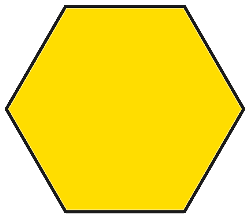 Hexágono relleno con una pieza hexagonal amarilla
